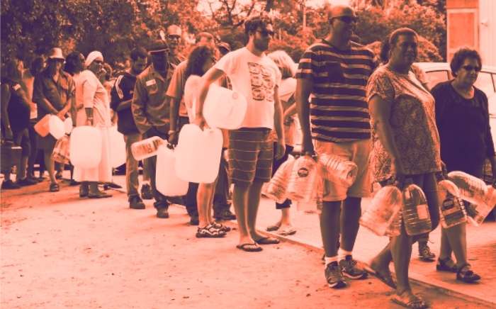 People queuing in Cape Town during the 2018 drought in South Africa